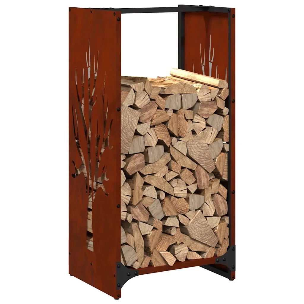 Rastrelliera per Legna da Ardere 40x30x80 cm in Acciaio Corten 864230