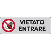 TARGA SEGNALETICA ADESIVA VIETATO ENTRARE - VINILE CM 15X5- 10 pezzi