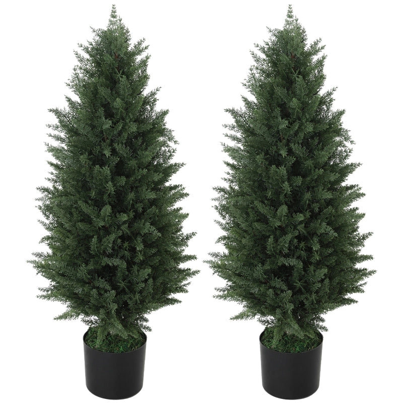 Set di 2 cipressi artificiali, grandi 90 cm, pianta artificiale, piante artificiali in vaso, albero artificiale resistente ai raggi UV, decorazione