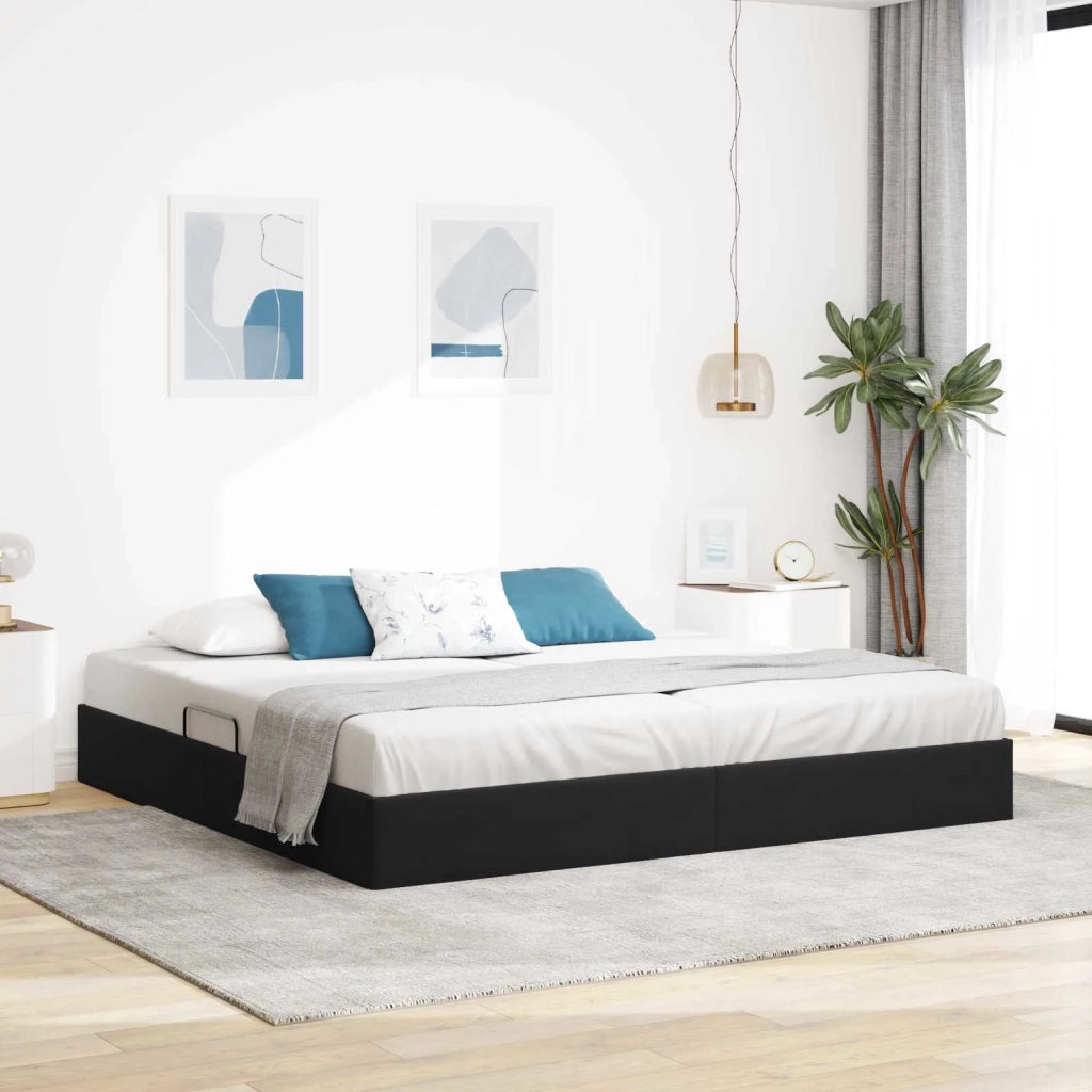 Letto ottomano con archiviazione Nero 200 x 200 cm Velluto
