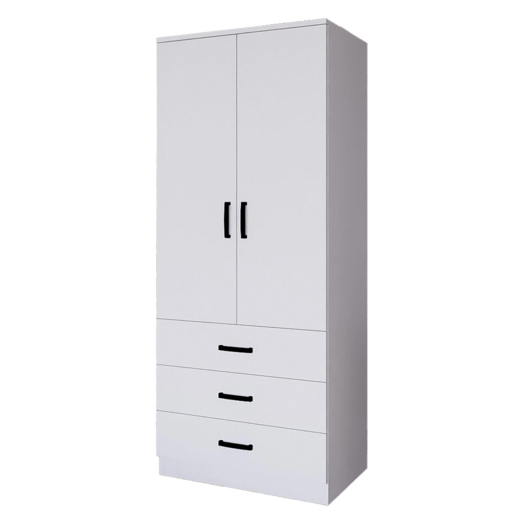Armadio Camera da Letto Sondrio, Guardaroba 2 Ante Appendiabiti, 60x175h cm Bianco