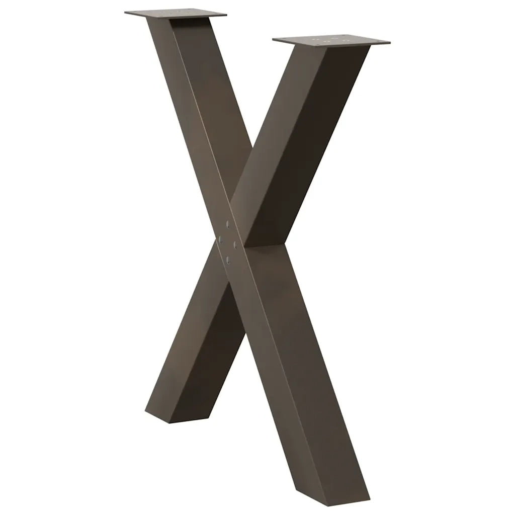Gambe per tavolo da pranzo a forma di X 2 pz in acciaio naturale 70x(72-73) cm 4012979
