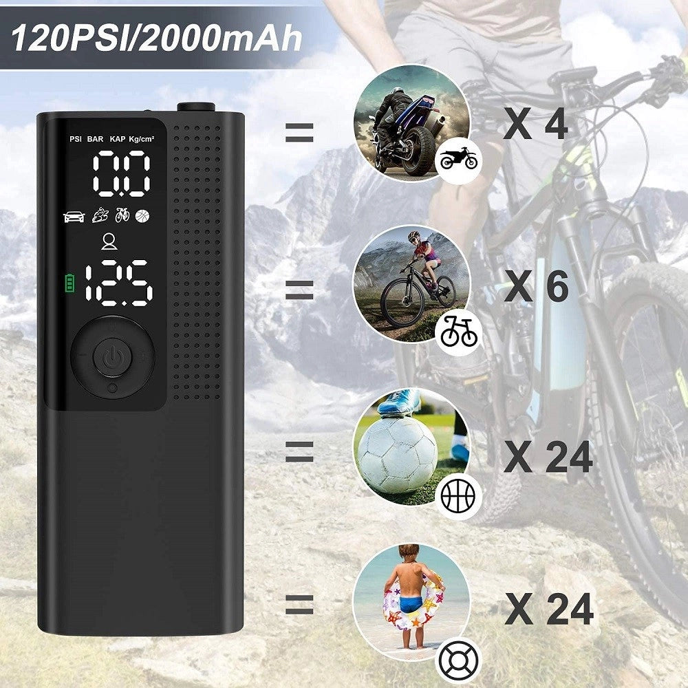 Trade Shop - Mini Compressore Portatile Pompa Elettrica Aria Display Lcd Moto Auto Bici Palla -