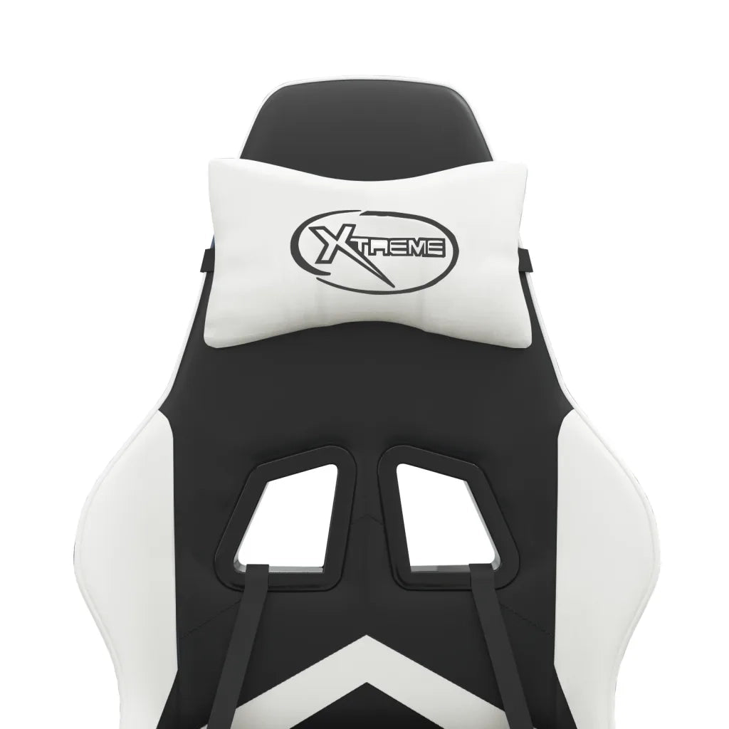 Sedia da Gaming Girevole Poggiapiedi Nero e Bianco Similpelle 349608