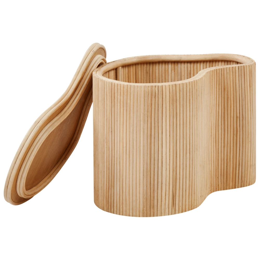 Set di 2 tavolini portaoggetti in rattan naturale con piano d'appoggio in stile Boho