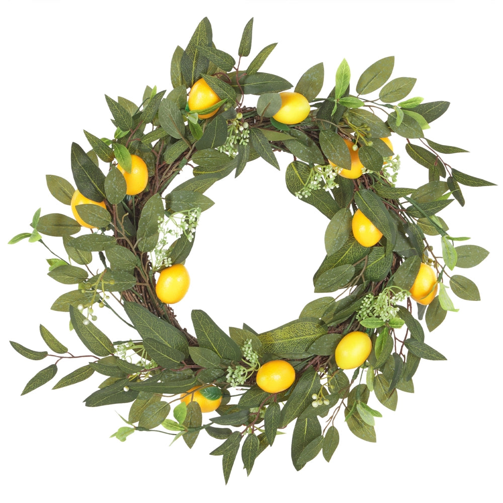 Ghirlanda per porta Verde Fiore artificiale decorativo fatto a mano rotondo 50 cm Decorazione da tavolo per parete Stile rustico tradizionale