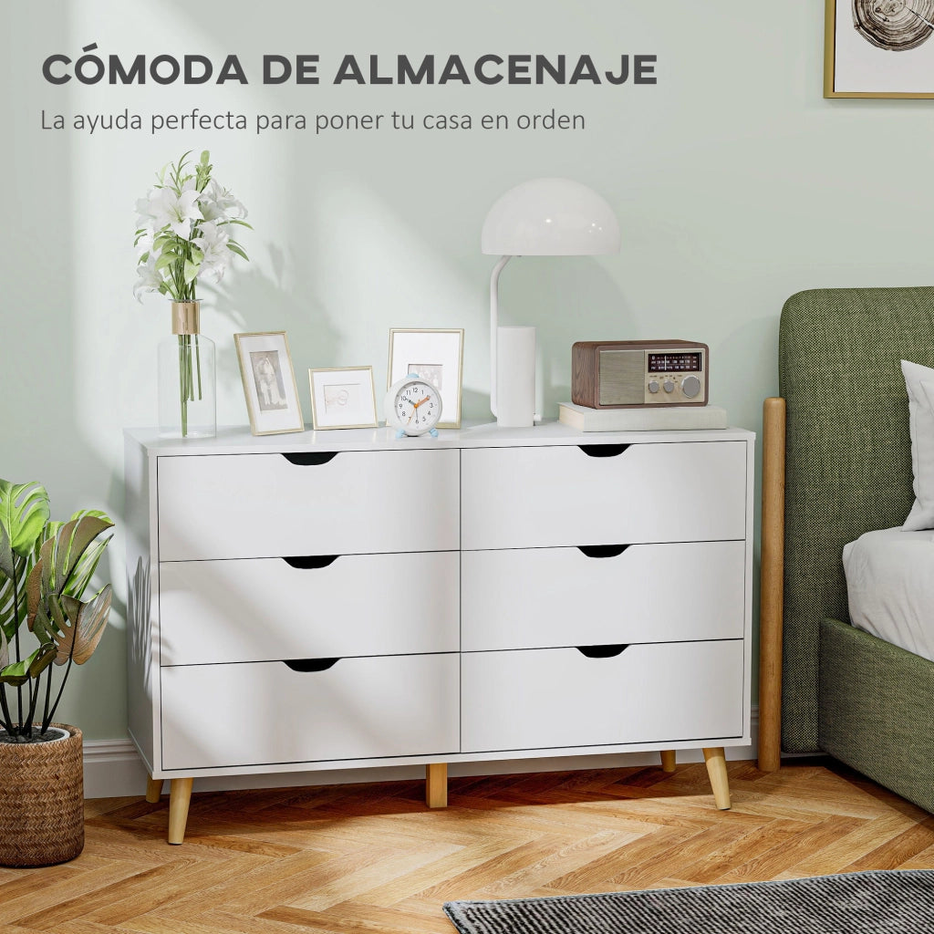 Cassettiera Moderna con 6 Cassetti ¨C zephmum ¨C Bianco 120x40x76 cm