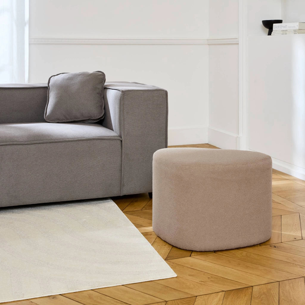 Pouf a forma di ciottolo in tessuto, beige grigio
