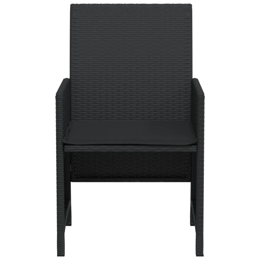 Set da BistrÃ² 3 pz con Cuscini Nero in Polyrattan