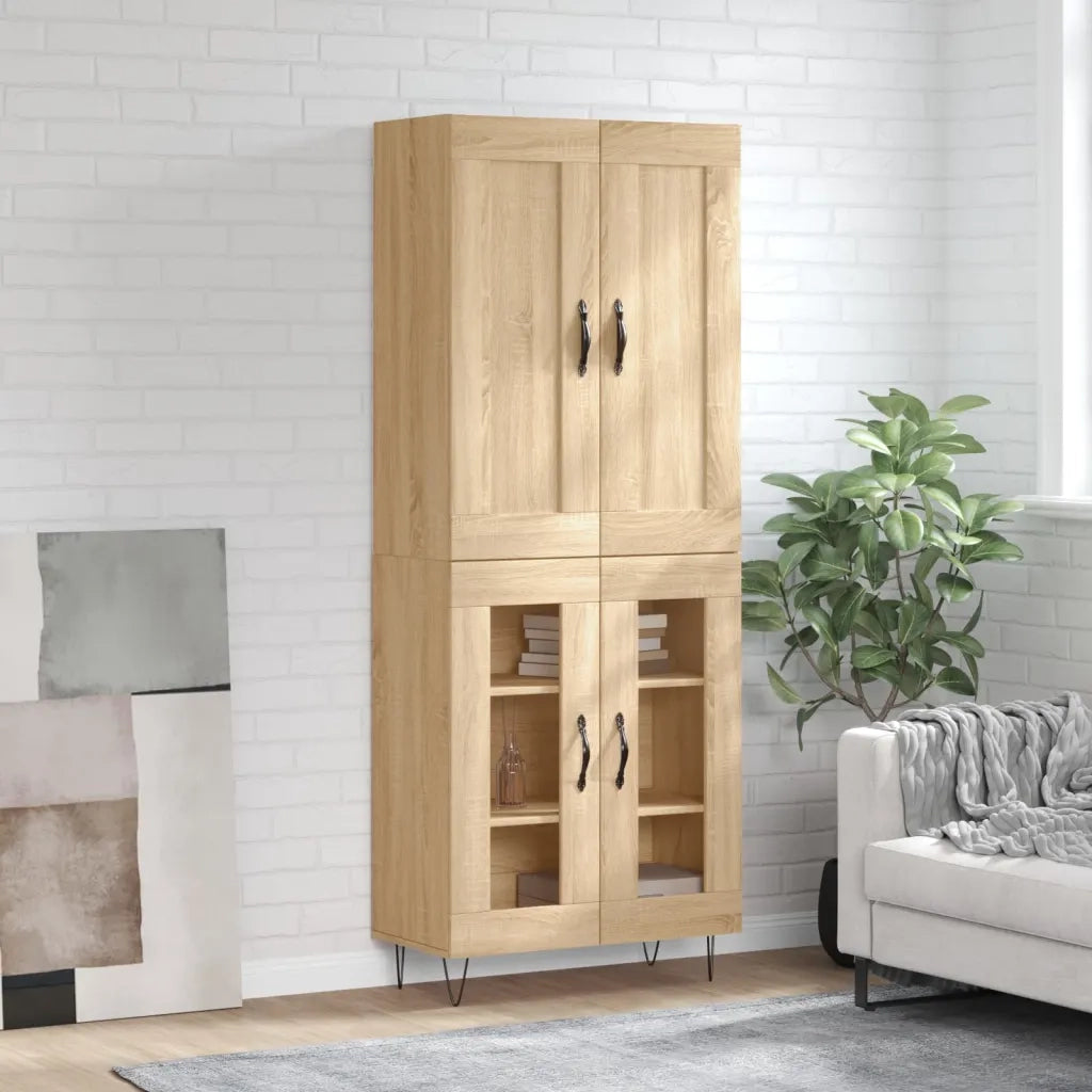 Credenza-Buffet-Armadio da cucina Rovere Sonoma 69,5x34x180 cm in Legno Multistrato 339466