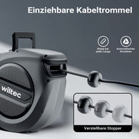 Avvolgicavo elettrico automatico 20 m + 2 m, avvolgitore cavo automatico 1500 - 3200 W, prolunga elettrica avvolgibile con staffa a 180°