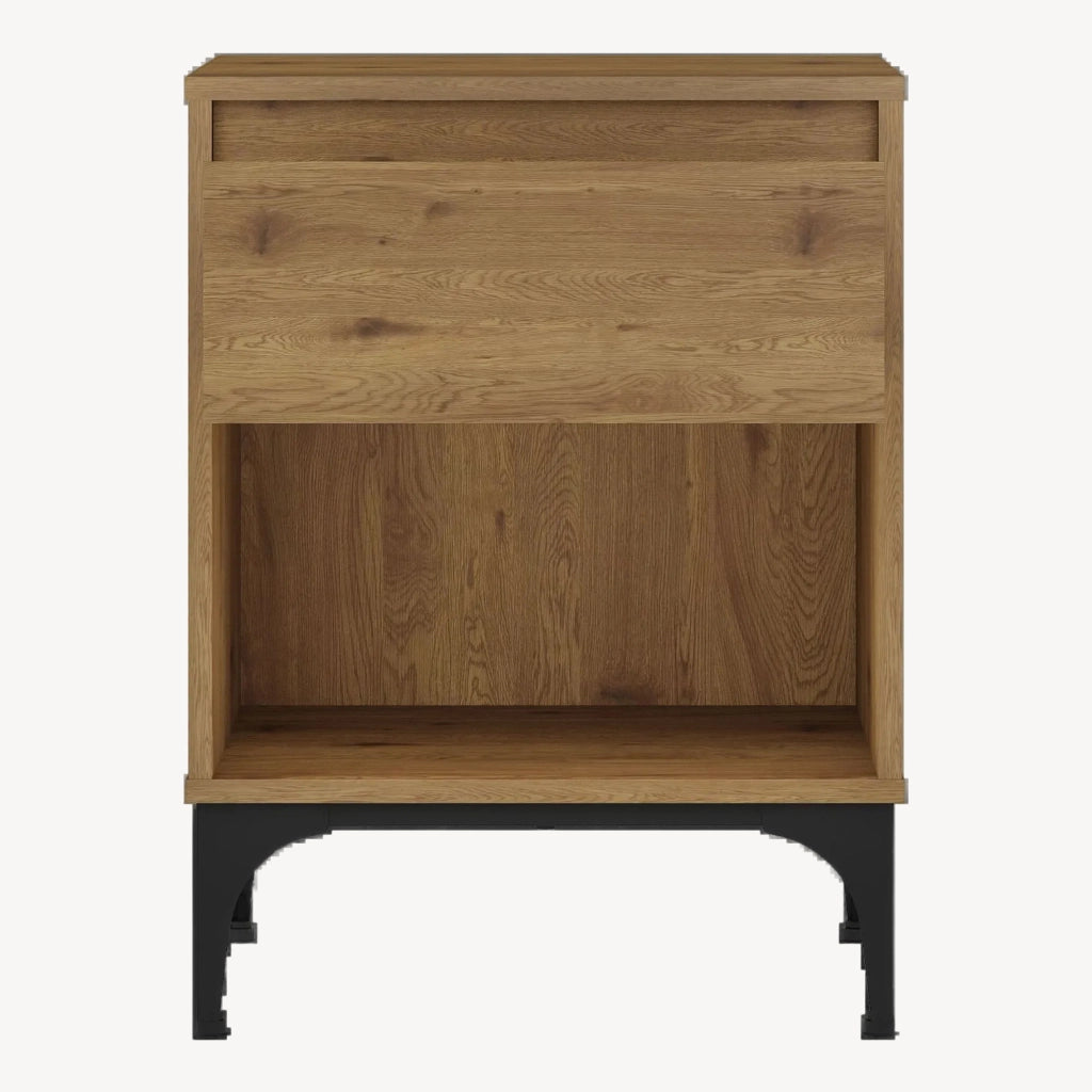 Tavolino Laterale Kistiandi Comodino con Cassetto 62 x 46 x 40 cm - Effetto Rovere Scuro [en.casa]
