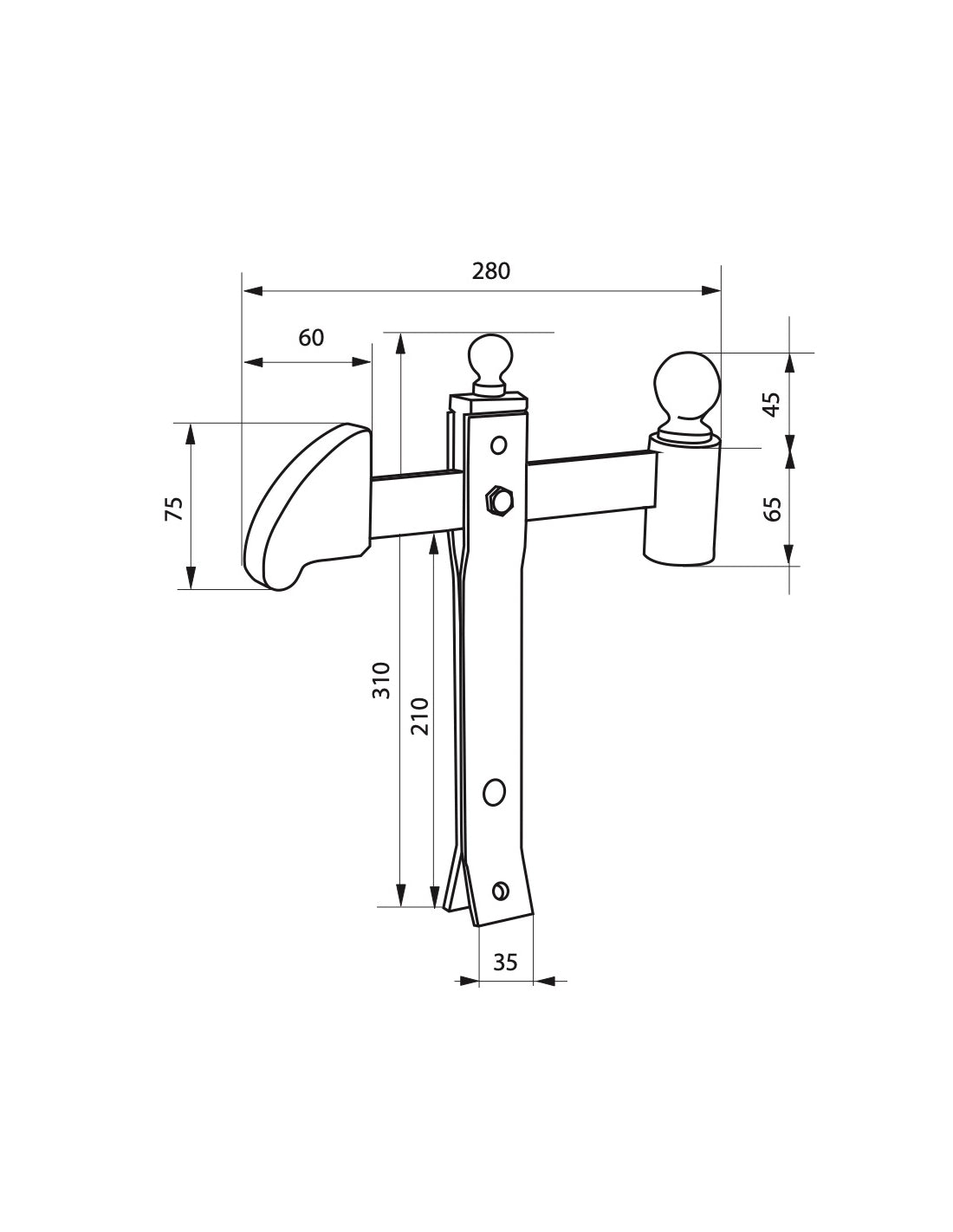Fermo per cancello, portone nero a bilanciere - THIRARD