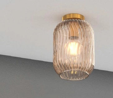 PLAFONIERA OTTONE SATINATO 1 LUCE VETRO AMBRA 1181OS-PL1-AM