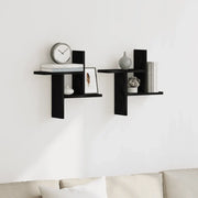 Mensole da Parete 2pz Rovere Nero 38x12x38 cm in Truciolato 868067