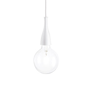 Sospensione Moderna Minimal Metallo Bianco 1 Luce E27 8W 3000K Luce Calda