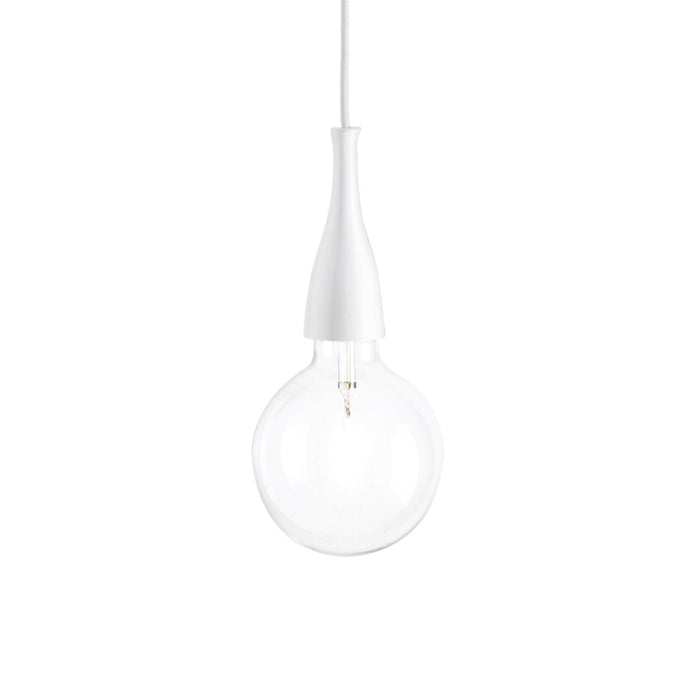 Sospensione Moderna Minimal Metallo Bianco 1 Luce E27 8W 3000K Luce Calda