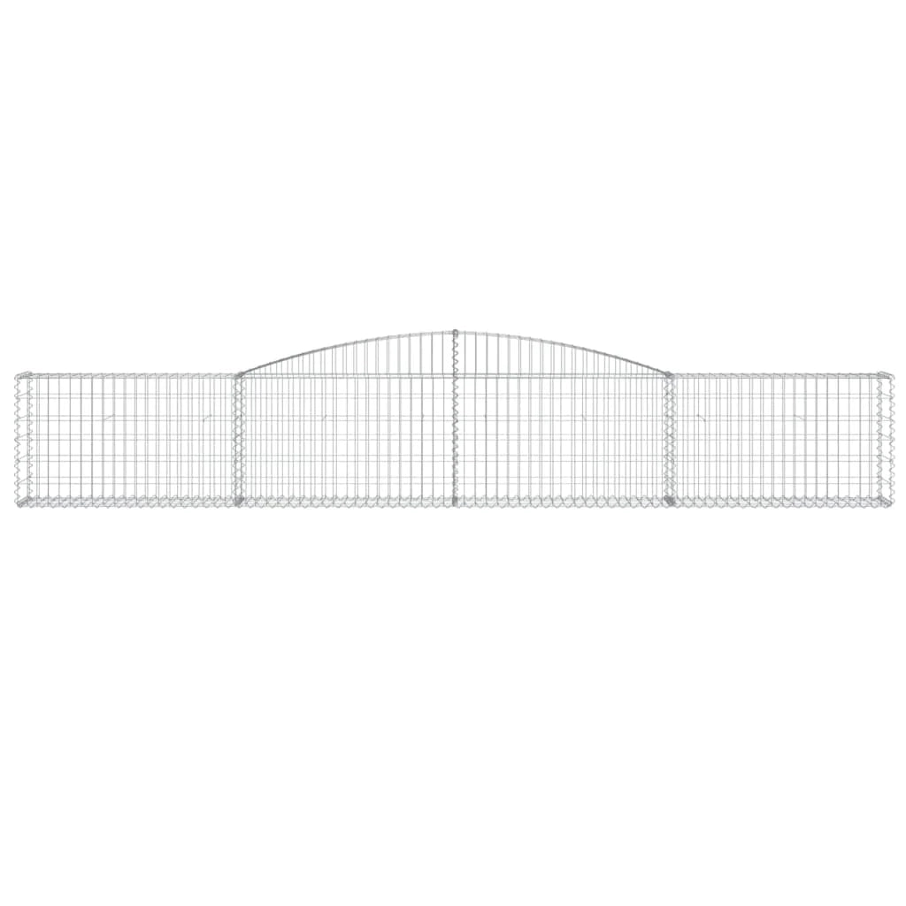 Cestini gabbioni recinzione a gabbia muro di contenimento ad arco 7 pezzi 400 x 30 x 60/80 cm ferro zincato argento 02_0041130