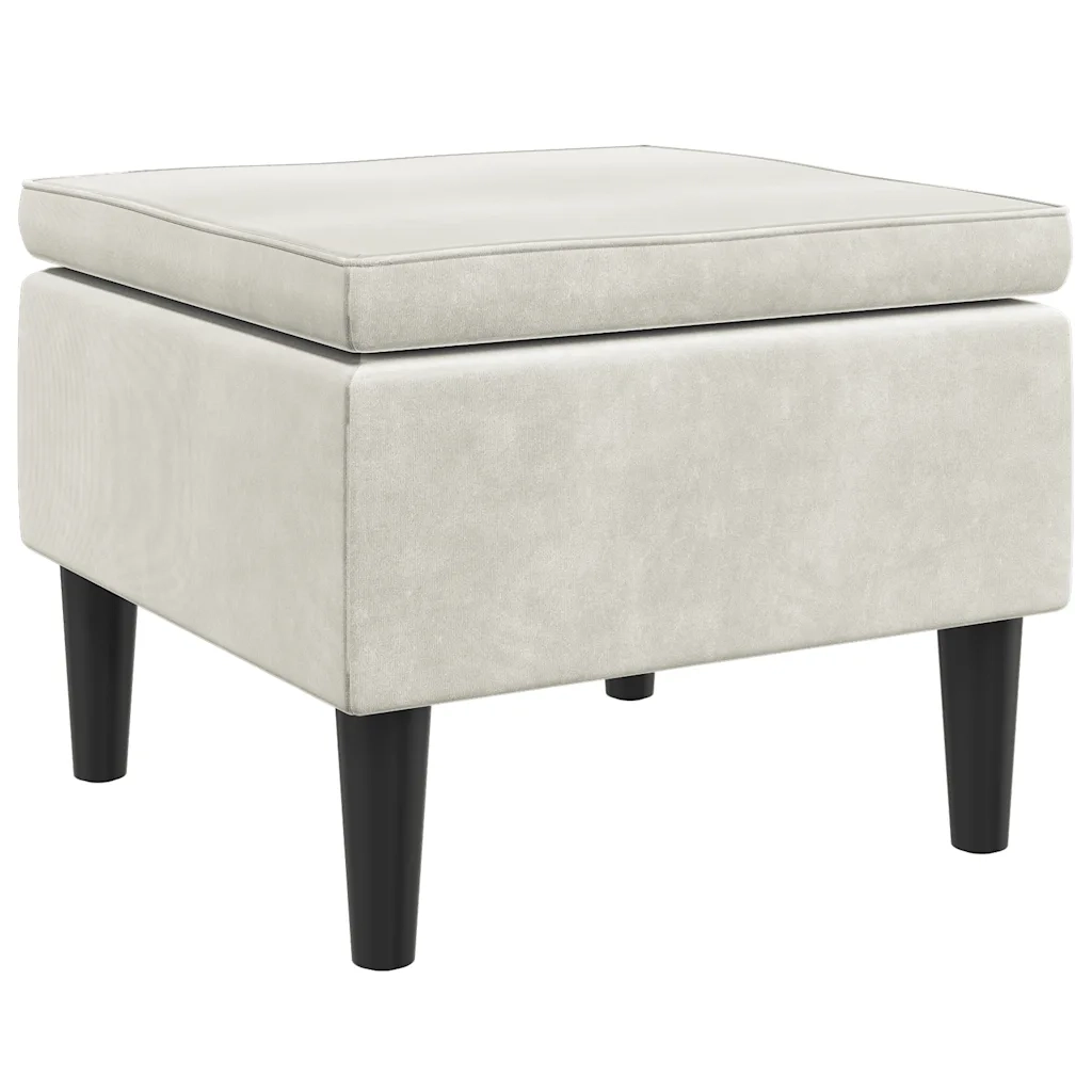 Sgabello con gambe in legno color crema e velluto CFW9198627