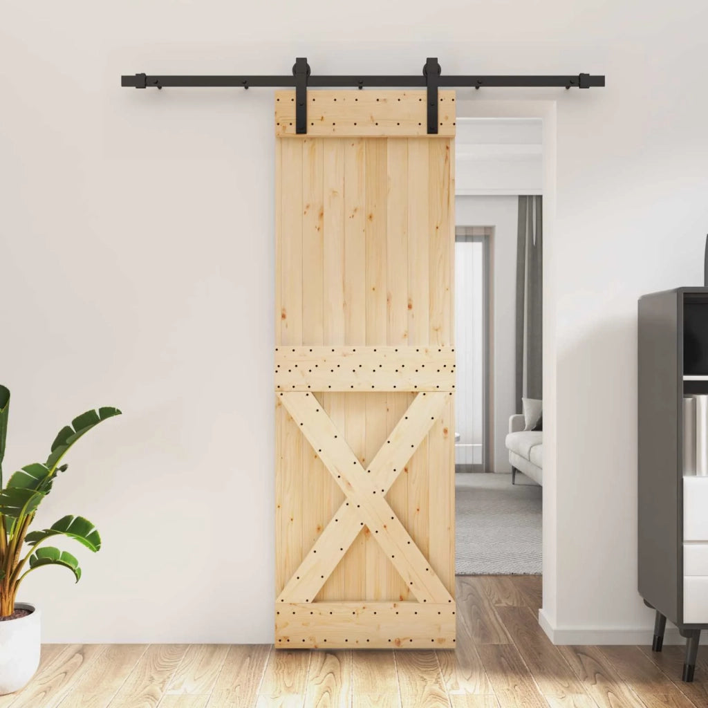 Porta scorrevole Naturale e Nero 70 x 210 cm 3444904