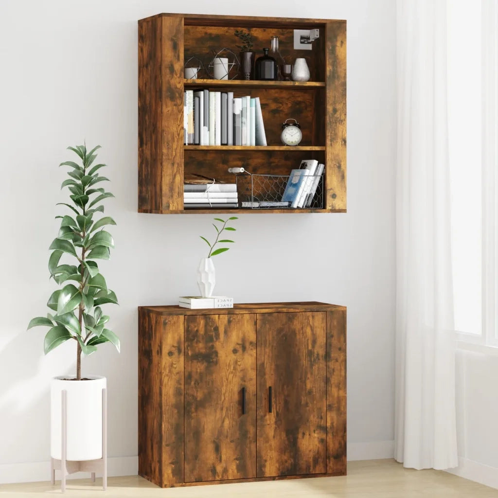 Armadietto a Muro Rovere Fumo 80x33x80 cm in Legno Multistrato 816597