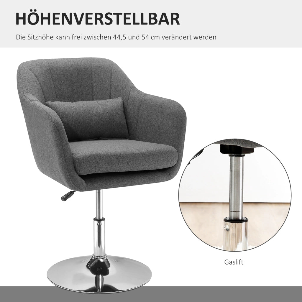 Chaise de bureau girevole e regolabile in altezza con supporto lombare e braccioli in poliestere grigio scuro