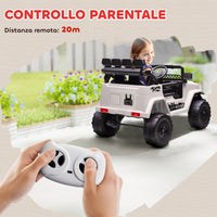 Macchina Fuoristrada per Bambini 99x66x68.5 cm con Fanali Clacson e Telecomando in PP e Metallo Bianco