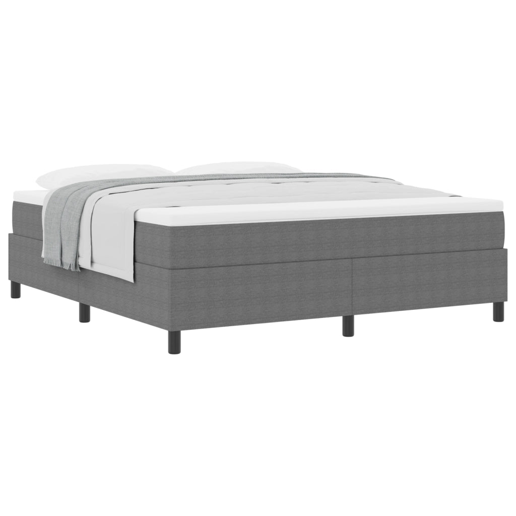 Letto a Molle con Materasso Grigio Chiaro Super King Tessuto in Corduroy