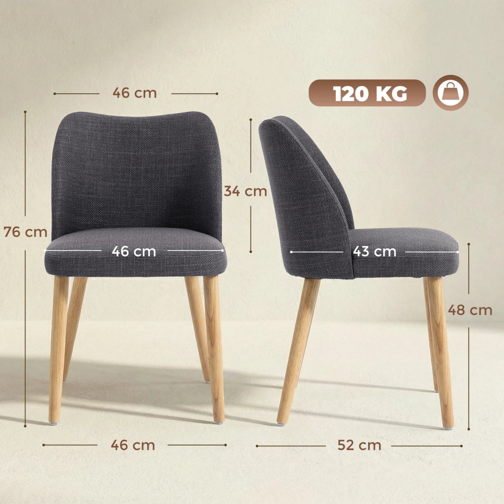 Sedia da pranzo imbottita in tessuto con gambe in legno ¨C Minimal ¨C grigio chiaro