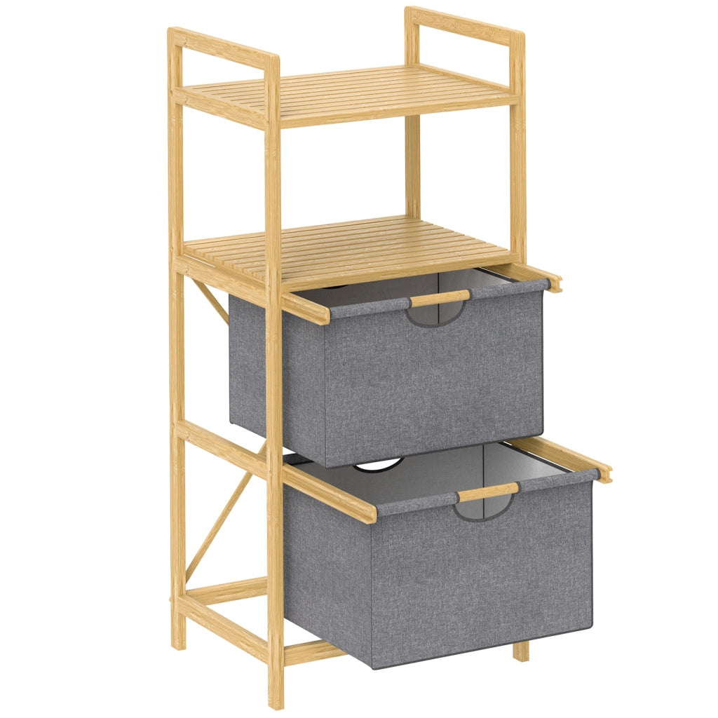 Cestino per il bucato in bamb¨´ con 2 cesti in tessuto ¨C Minimal ¨C naturale