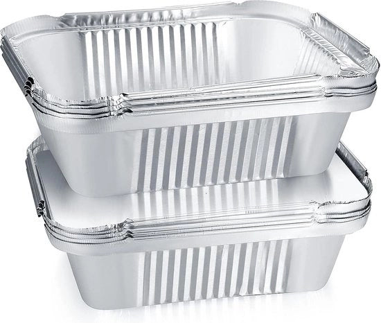 30 scatole di griglia in alluminio - scatole per leccare - fogli di alluminio scatole con coperchio - 600 ml.