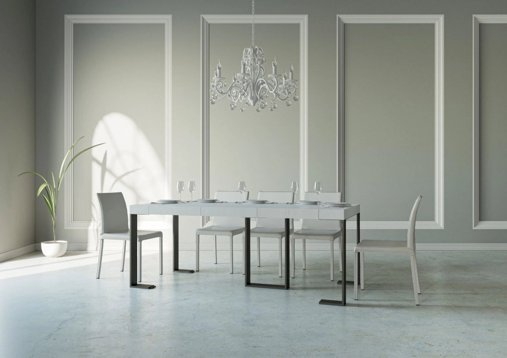 Consolle Allungabile 90-196x40x77 cm in Nobilitato Bianco