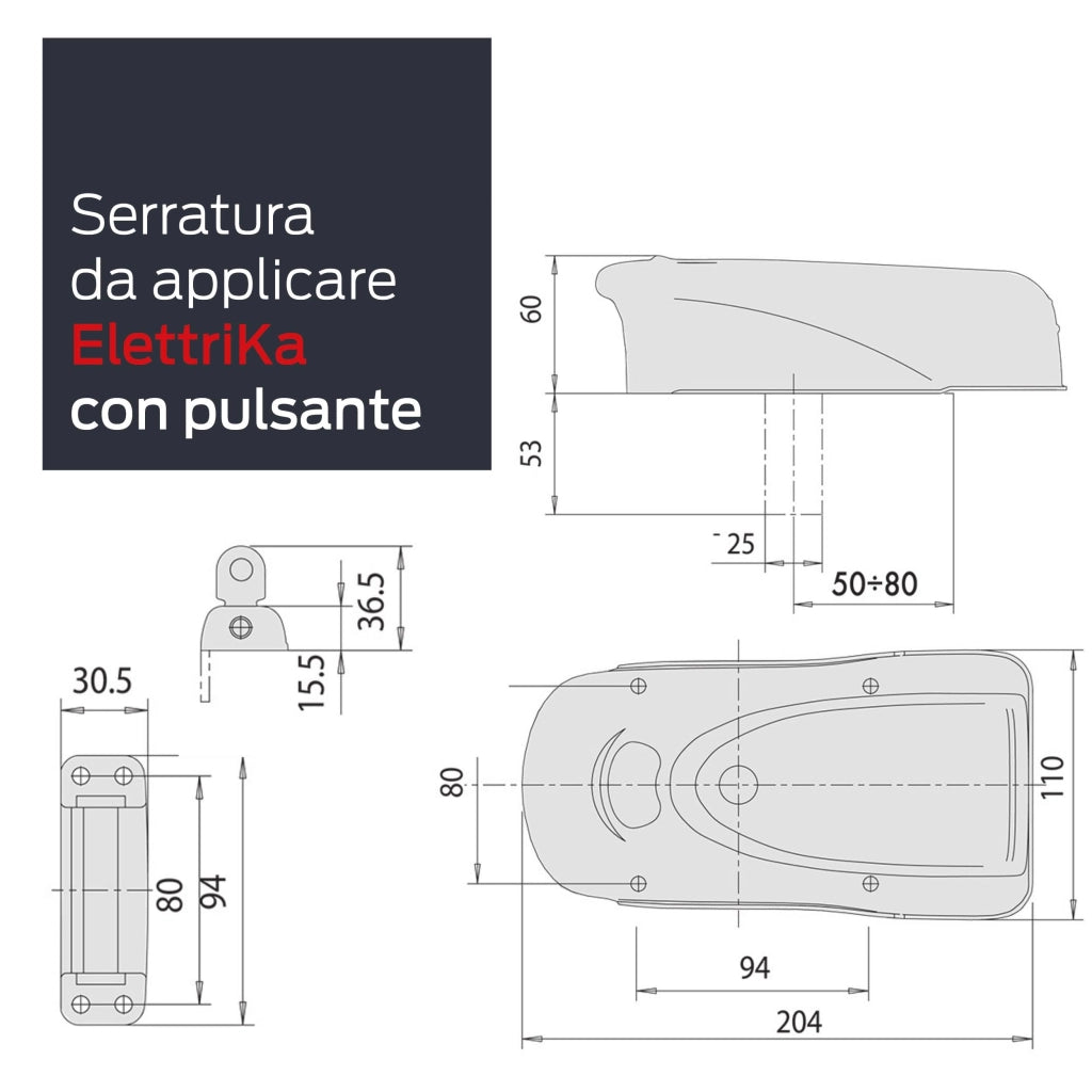 Elettroserratura per Metallo Elettrika Chiave e Pulsante Cisa