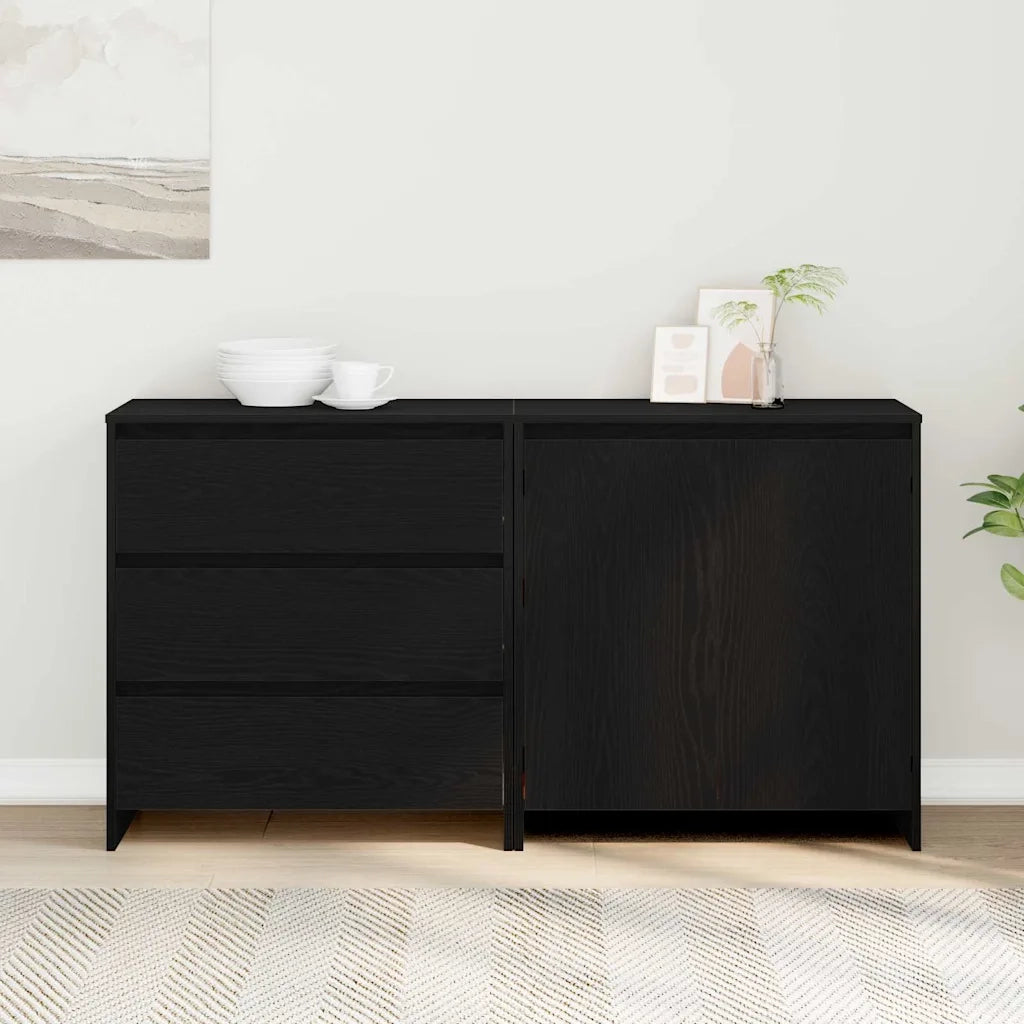 Credenza 2 pz | Madia | Buffet da pranzo | Armadio da pranzo Nero 70 x 41 x 75 cm Legno multistrato