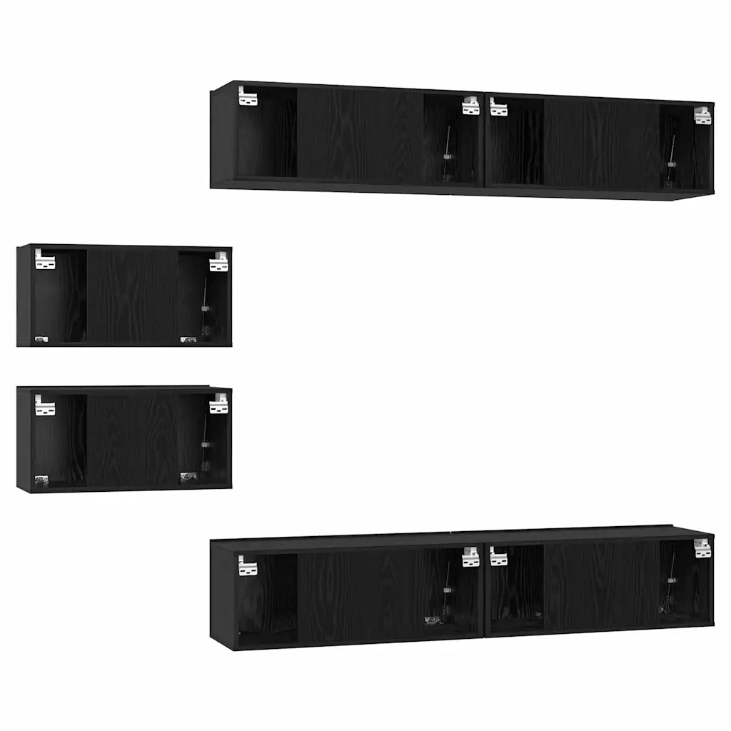 vidaXL Set mobile TV 6 pcs Rovere nero 80 x 30 x 30 cm