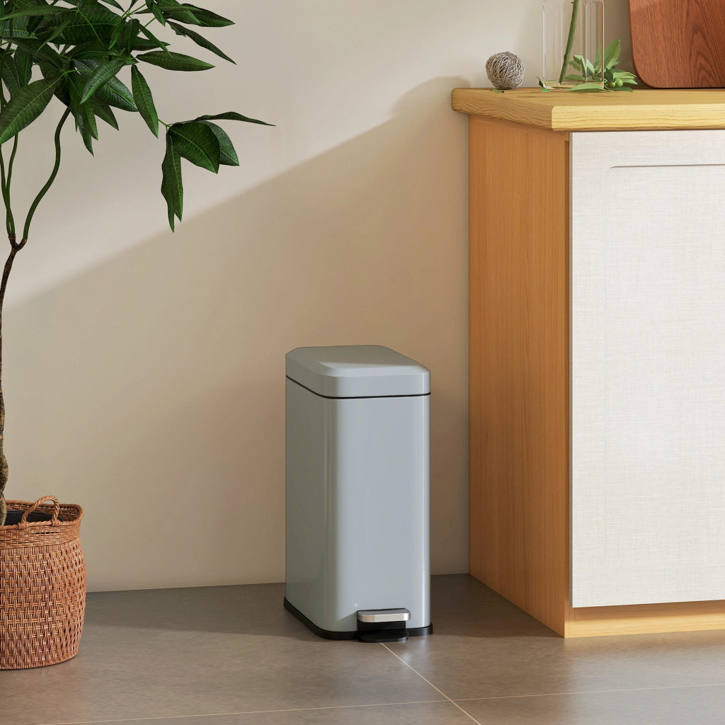 Secchio della spazzatura in metallo ¨C zephmum ¨C Pedale, 5 L, Grigio