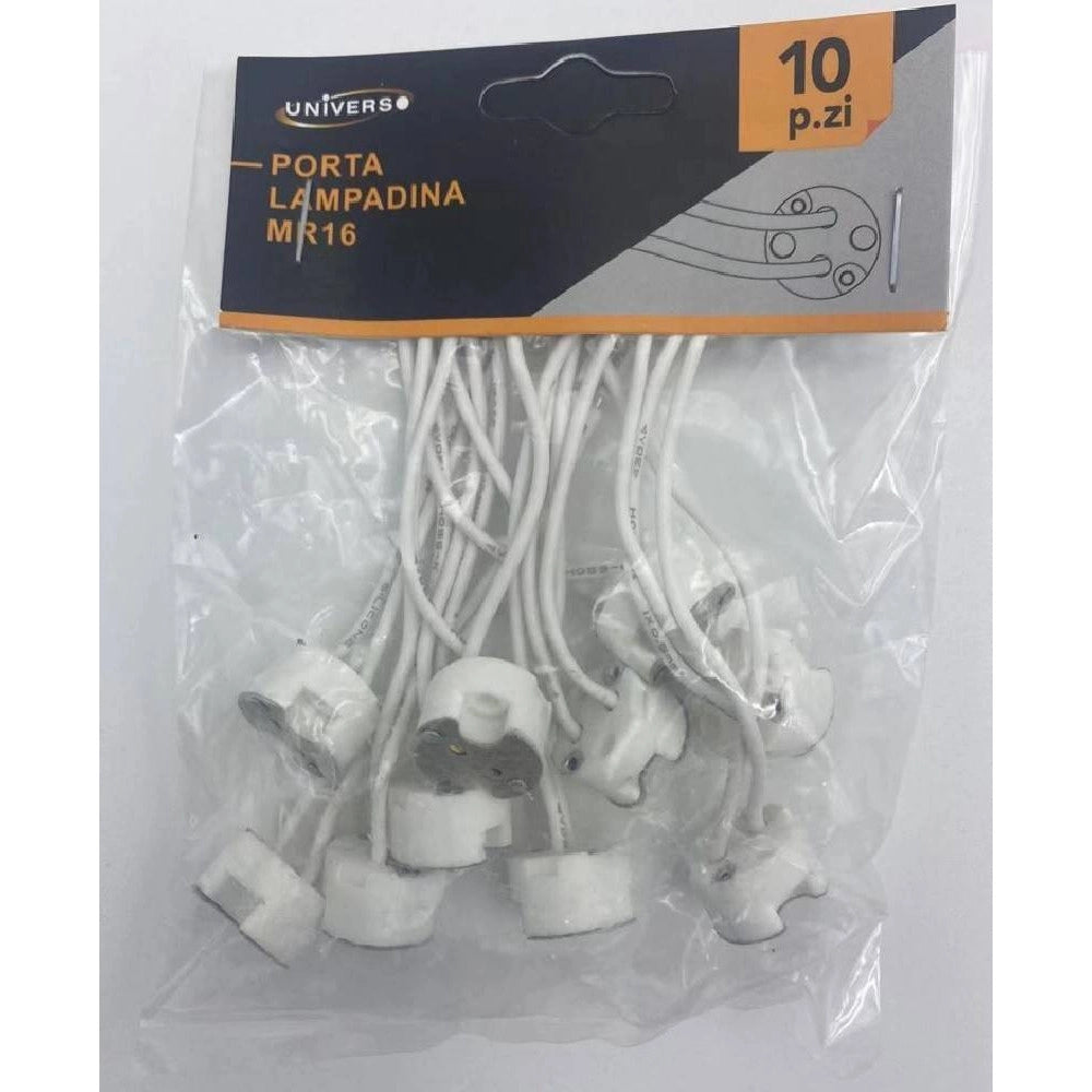Trade Shop - Kit 10 Pezzi Portalampada In Ceramica Per Faretti Attacco Mr16 Gu5.3 12v Yl106-10 -