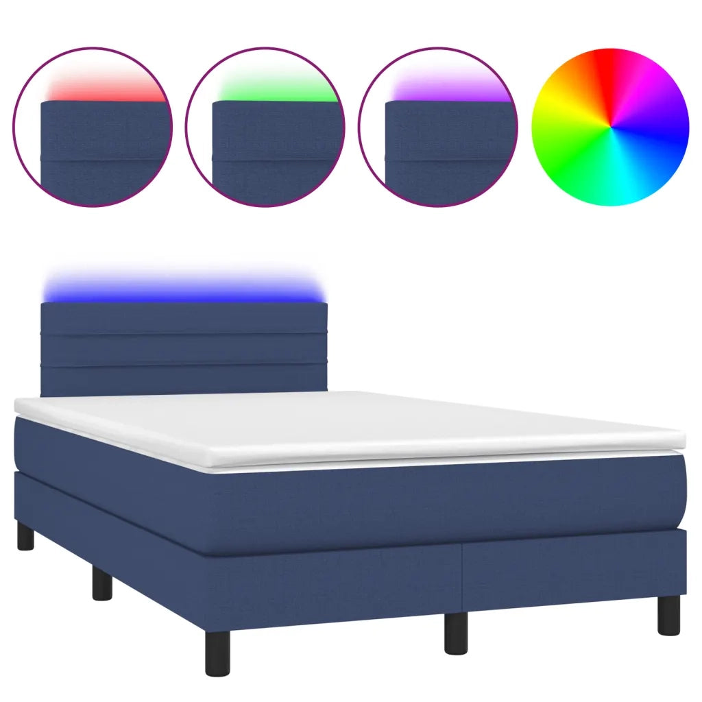 Letto a Molle con Materasso e LED Blu 120x200cm in Tessuto cod mxl 59539