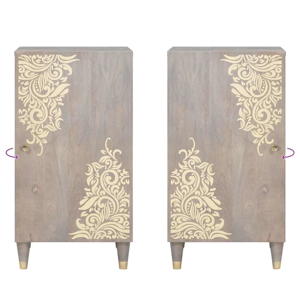 Credenza Grigio e Oro 40 x 33 x 75 cm Legno di mango massello 4018796