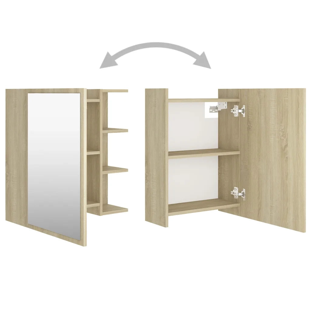 Mobile Bagno con Specchio Rovere Sonoma 62,5x20,5x64Multistrato 803311