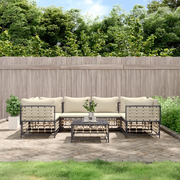 Set Divani da Giardino 7 pz con Cuscini Antracite in Polyrattancod mxl 100546