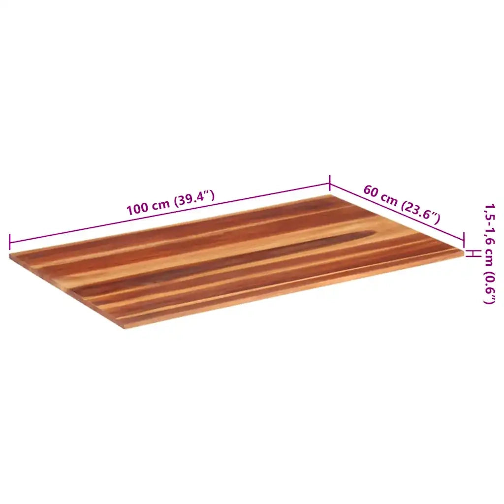 Piano Tavolo in Legno Massello di Acacia 15-16 mm 60x100 cm