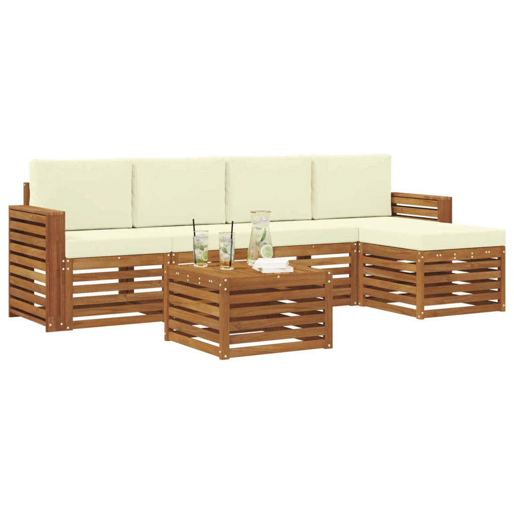 Set di divani da esterno 6 pz Naturale e Crema 3374695