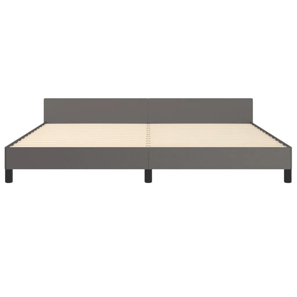 Letto matrimoniale | Letto per adulti | Giroletto con Testiera Grigio 200x200 cm in Similpelle