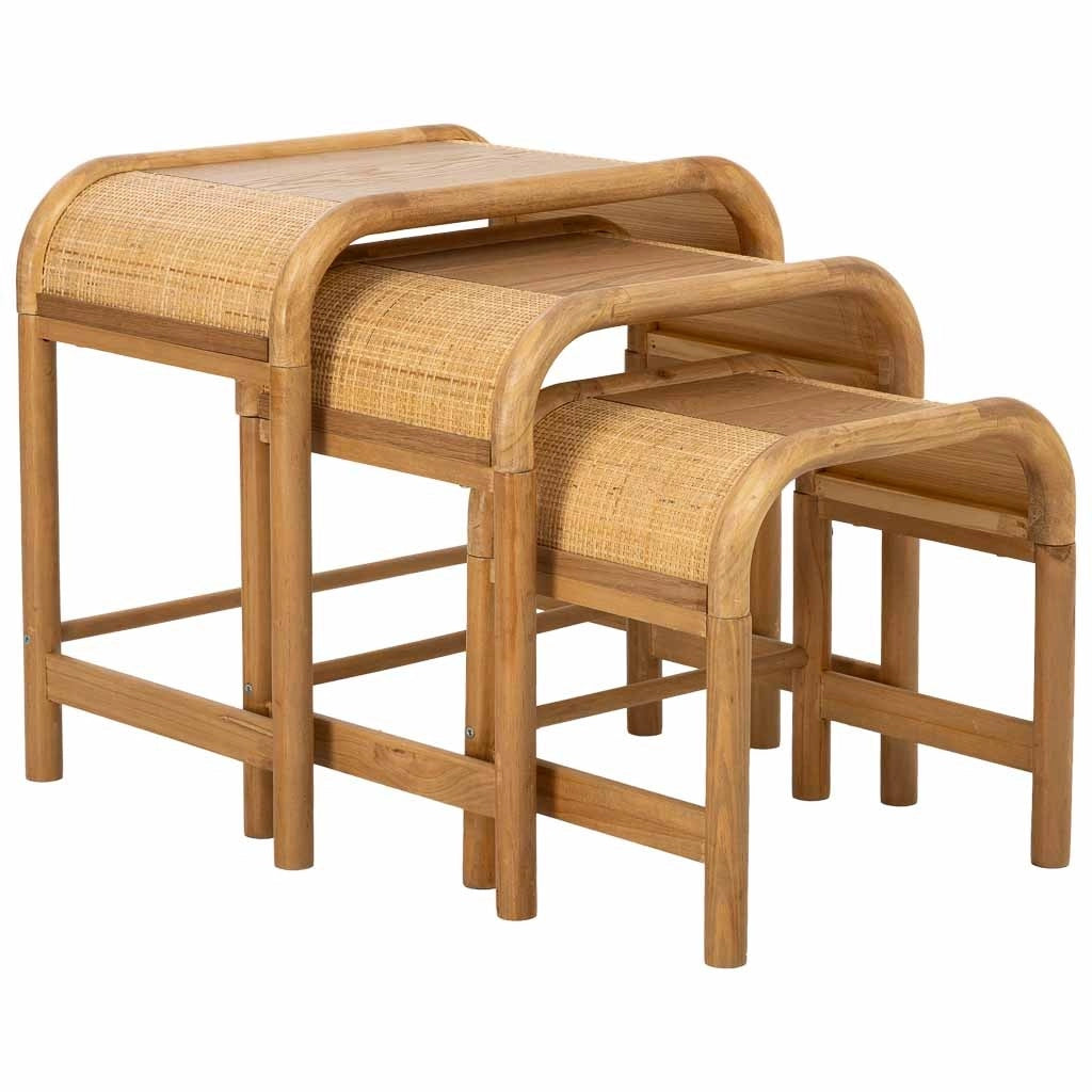 Set 3 tavolini marroni 60x40x57/ 51x36x51/42x32x42h cm
