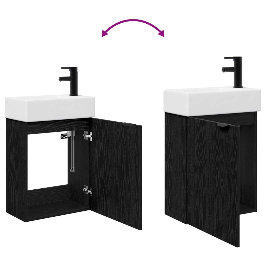 Mobile bagno con rubinetto Rovere Nero 45,5 x 22,5 x 84 cm 889434