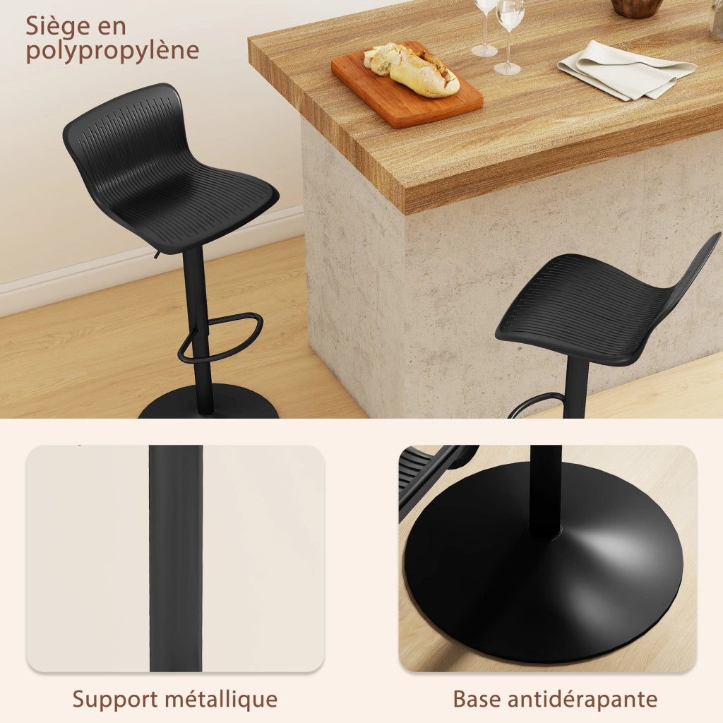 Sgabelli da bar regolabili in altezza con schienale e poggiapiedi ¨C zephmum ¨C nero 38.5x40x76.5-97.5cm