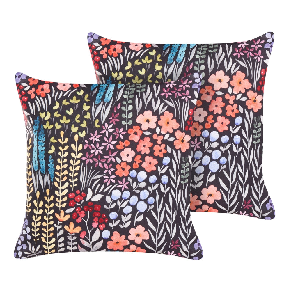 Set di 2 cuscini da esterno in poliestere multicolore 45 x 45 cm Cuscino quadrato con stampa floreale da giardino Patio