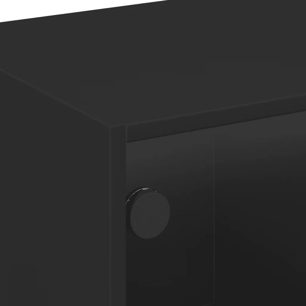 Tavolino da Salotto con Ante in Vetro Nero 68x50x42 cm