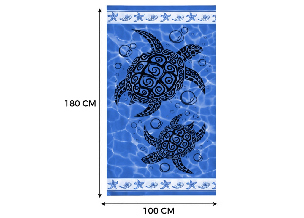 Telo Mare Grande 100x180 Spugna Spiaggia Piscina Maui Turtle D28 - Telo Mare - Turchese